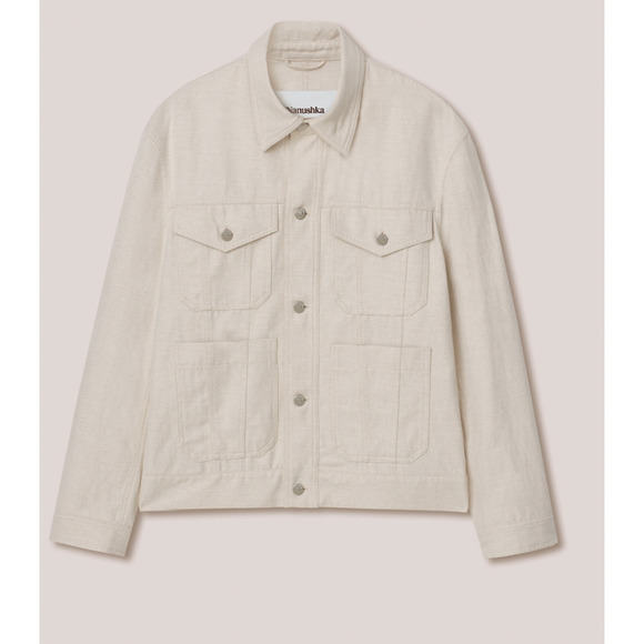 Nanushka Twill Denim tan cotton linen mens chino Jacket size medium